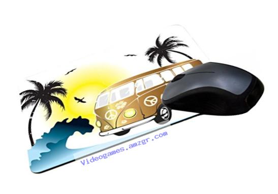 Rikki Knight Retro Gold Volkswagen on Beach Design Lightning Series Gaming Mouse Pad (MPSQ-RK-44634)