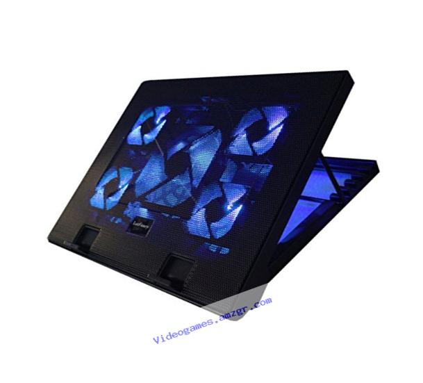 LotFancy 12R-2697-S Angle Adjustable Cooling Pad for 11-17' Laptop, Cooler with Five Quiet Fans and LED Lights
