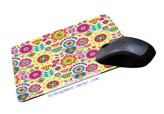 Rikki Knight Retro Multi Colored Flowers Design Lightning Series Gaming Mouse Pad (MPSQ-RK-1033)